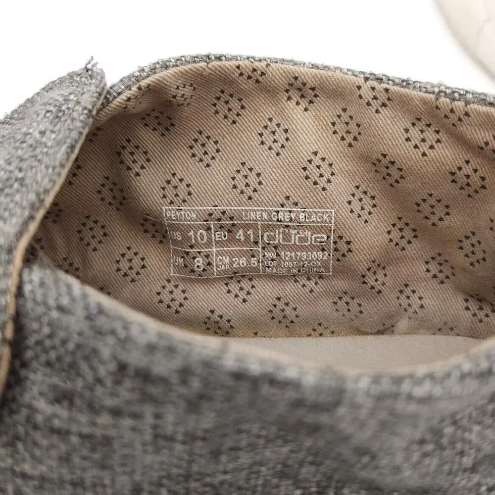 Hey Dude (Womens Size 10) Peyton Loafers Linen Gray Black Canvas Slip On‎ Shoes